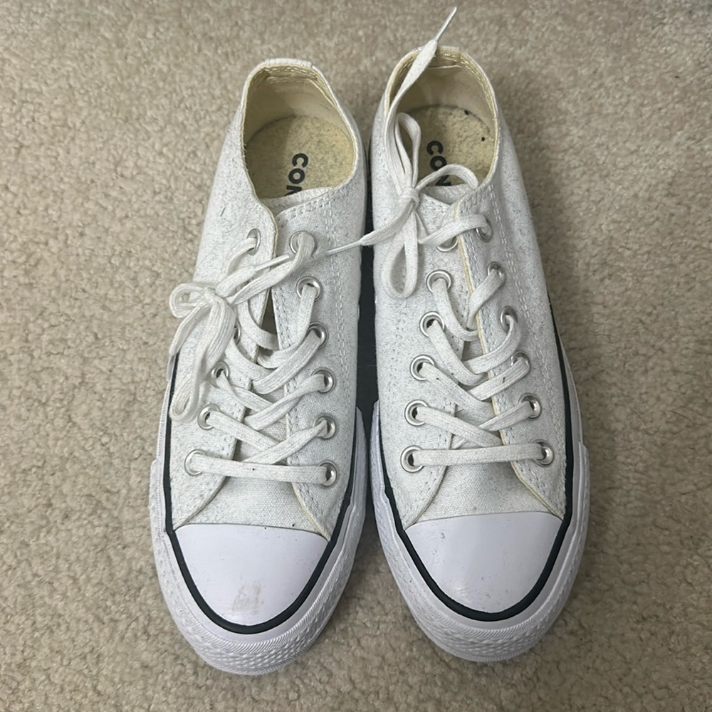 Platform White Converse Low Top Size 7 Women